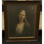 Vintage framed hand tinted photograph. Catherine Mary Bartlam Nov 1925 to reverse of frame. O/all