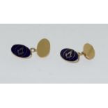 Masonic interest 9ct gold h/m and enamel cufflinks 9gm