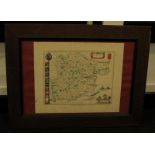 Vintage framed map of Essex from the original map of Essex by Joannes Bleau. O/all size 23" x 17.5"