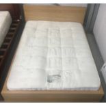 Modern low double bed frame with mattress 157x215cm.