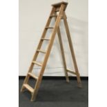 Vintage 7 tread wooden step ladder