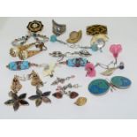 Quantity of earrings and mix jewelry to include silver