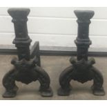 Pair of antique cast iron fire dogs 45x40x24cm.