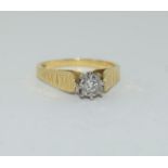 9ct gold ladies diamond solitaire ring approx 0.25ct size P