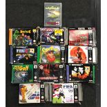 Collection of 12 boxed Nintendo 64 games to include Goldeneye, World Cup '98 and others.