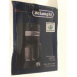 Shop display item DeLonghi boxed coffee maker.untested