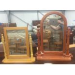 Two modern pine dressing table mirrors.