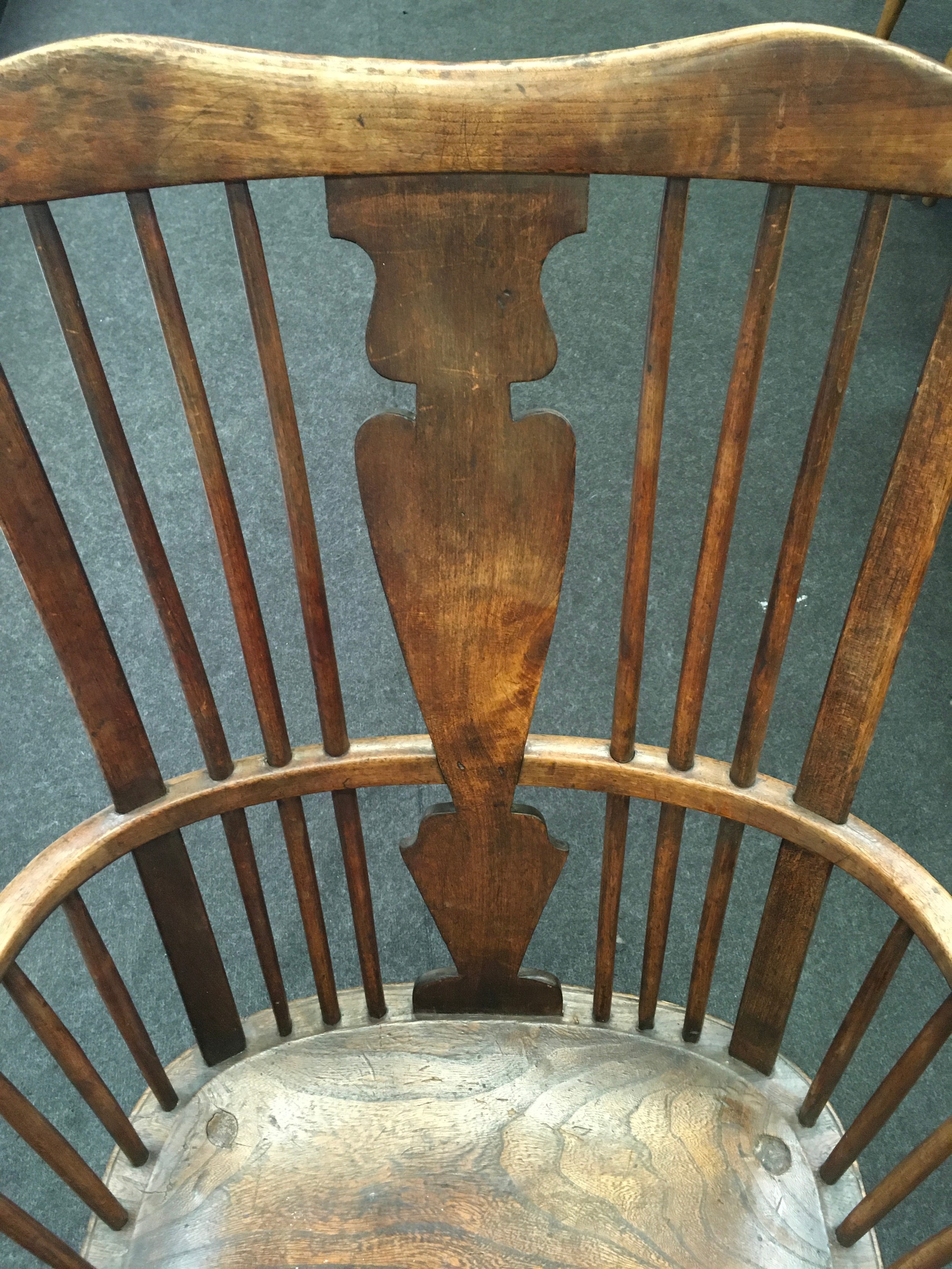 Antique Thames Valley Windsor armchair with elm seat. - Image 6 of 6