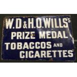 W.D & H.O.Wills's Prize Medal Tobaccos and Cigarettes enamel sign 124x79cm.