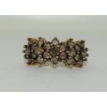 9ct gold ladies champagne diamond 3 bar ring approx 0.5ct size K