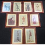 Collection of nine framed Vanity Fair prints each measuring 48x35cm.