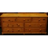 Large pine extended chest of drawers 3 drawers over 4 configuration. 168 wide x 70 tall x 46 deep