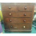 Victorian Mahogany chest of two over three drawers with wooden handles 105x104x150cm