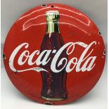 Coca Cola enamel circular sign.