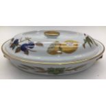 Royal Worcester Evesham oval casserole dish with lid,gold edged in good condition