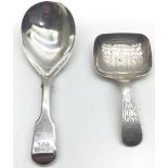 Two solid silver Georgian caddy spoons with London hallmarks.