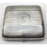 A Solid silver engine turned cigarette case Birmingham hall marks.