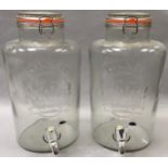 Pair of large Kilner 8 litre glass drinks dispensers