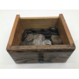 Over 1kg box of various pennies with clear dates.