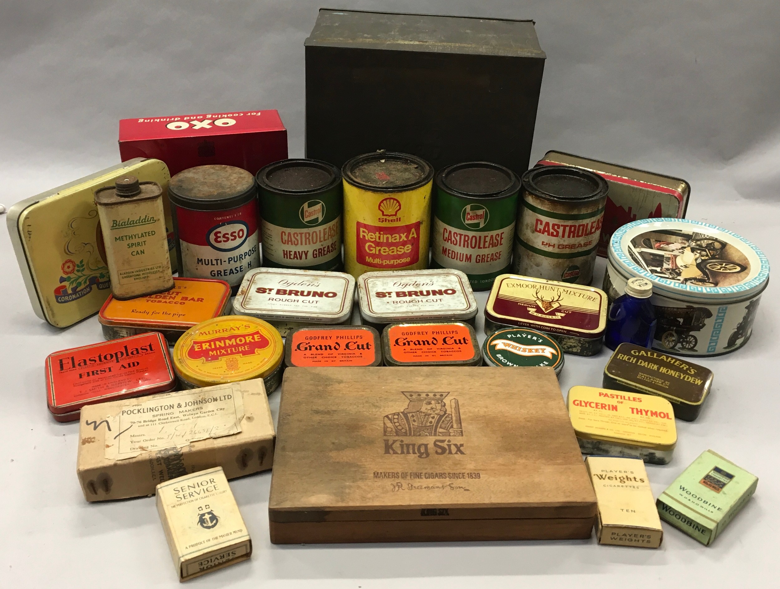 collection of vintage tins and boxes