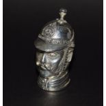 A silver plated Vesta case in the form of a policeman's helmet.