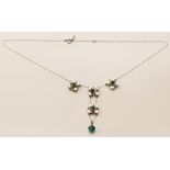 Emerald crystal 925 silver daisy necklace.