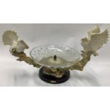 Large glass decorative table centre piece from the "Juliana Collection" depicting doves 30cm tall
