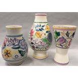 Poole Pottery large BN lamp base together with a large CS pattern vase & a TV pattern vase (3)
