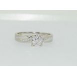 9ct white gold ladies diamond ring size R