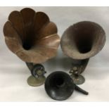 Two vintage ?Amplion? horn shaped loud speakers together with another (3).