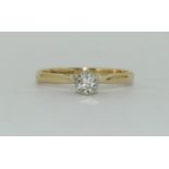 Diamond Solitaire 0.25 points, 9ct gold ring, Size M