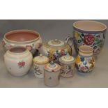 Poole Pottery quantity of Traditional to include teapot, planter, bowl, vases & lidded pots (8)