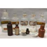 Mixed collection of Vintage medicine bottles to include treen