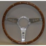 Moto Lita wooden rim 3 spoke Classic Car steering wheel. 15" across