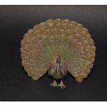 An impressive cold painted bronze peacock.