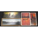 Collection of four framed pictures to include mid century.