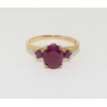 Ruby Diamond 9ct gold ring, size P