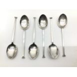 Set of six silver hallmarked coffee bean spoons.