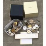Collection of watches and parts together with a Longines box.