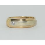 9ct twin colour gold and diamond ring size R
