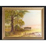 Cyril Osborne gilt frame oil on board depicting woodland farm scene signed bottom right 45x35cm