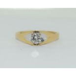 18ct gold ring with single diamond 25 points, Size L1/2.