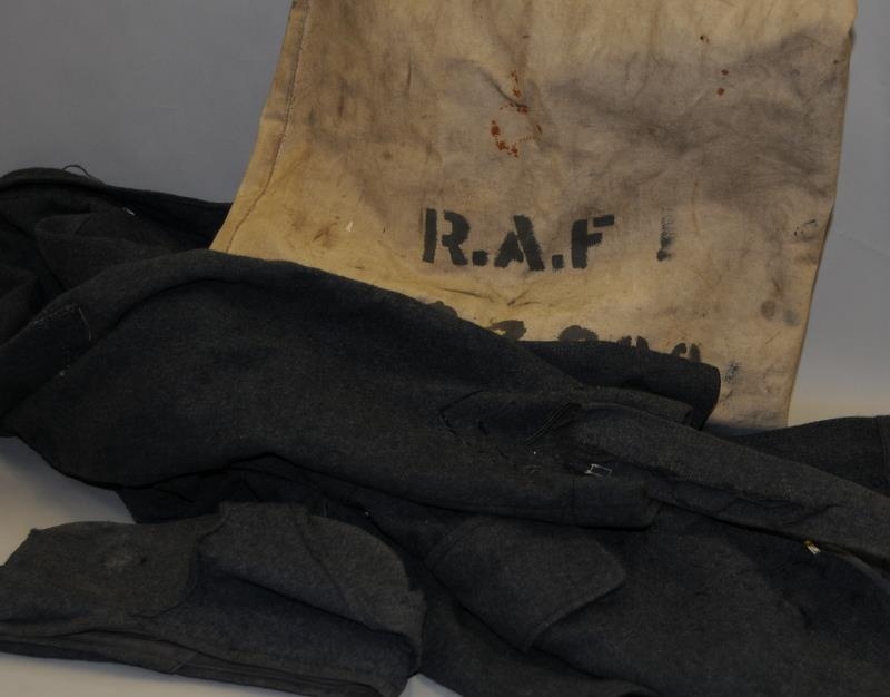 RAF Uniform and hat etc in suitcase, also includes RAF kitbag and Naval blue ensigns. - Image 2 of 4