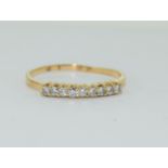 18ct gold ring , 9 dia. 30 points, Size Q