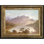 Cyril Osborne gilt frame oil mon board Scotish Locke scene signed bottom right 65x50cm