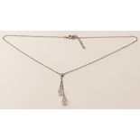Art Deco inspired briolette crystal drop 925 silver necklace.