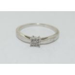 A 925 silver and Diamond ring 0.06ct , Size P.
