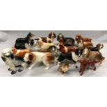 Large quantity of porcelain dog ornaments to include Beswick and Melba Ware (18)