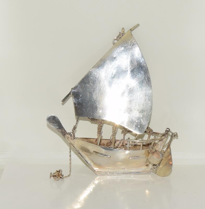 Silver model of an Egyptian sailing barge 14cm tall 84gm - Bild 6 aus 9