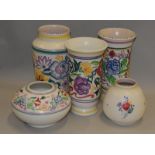 Poole Pottery quantity of late traditional designed vases (5)